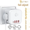 7 az 1-ben kábel nélküli hálózati aljzat, 3 utas többfunkciós aljzat 3 USB-A és 1 Type-C csatlakozással 5V/3,4A - fehér (KE-24-357)