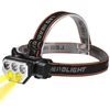 SQ-815 LED fejlámpa fehér és kék fényű izzókkal USB kábellel - fekete