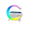 Multifunkciós okos LED lámpa RGB világítással 15W vezeték nélküli töltővel és Bluetooth hangszóróval - fehér