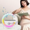 Multifunkciós okos LED lámpa RGB világítással 15W vezeték nélküli töltővel és Bluetooth hangszóróval - fehér