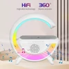 Multifunkciós okos LED lámpa RGB világítással 15W vezeték nélküli töltővel és Bluetooth hangszóróval - fehér