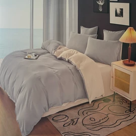 3 részes ágyneműhuzat szett 100% pamut - Világosszürke - Bézs