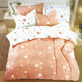 4 részes hullócsillag mintás ágyneműhuzat - Barack-fehér