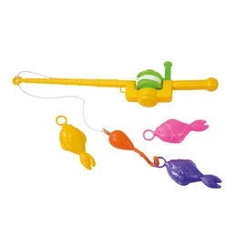 Műanyag horgászbot játék 3 halacskával 50 cm - vegyes színek