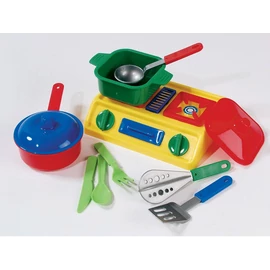 Mini konyha játékszett edényekkel és tűzhellyel - színes (5008)