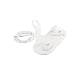 4 az 1-ben multifunkciós töltőállomás iPhone, Apple Watch, AirPods és vezeték nélküli töltésre - fehér (KE23-183)