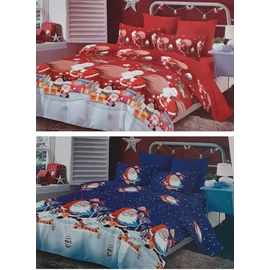 4 részes télapós ágyneműhuzat - Kék, havas télapós