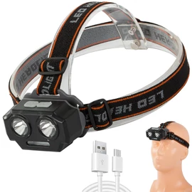 Thebrand SQ-803 taktikai fejlámpa újratölthető akkumulátorral XHP30 és SMD LED (08334)