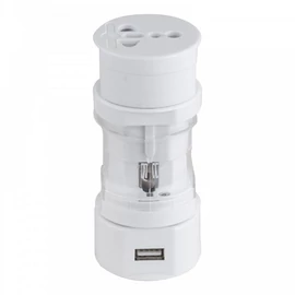 Univerzális nemzetközi utazó adapter készlet konnektor átalakító USB kimenettel - fehér (4196)