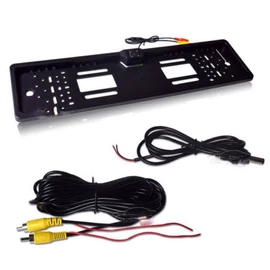 Tolatókamerás rendszámtábla keret 170° látószöggel - fekete