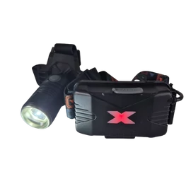 W613 zoomolható LED fejlámpa 1200 lumen 2 db Li-ion 18650 akkumulátorral IPX4 vízállóság - fekete (W613)
