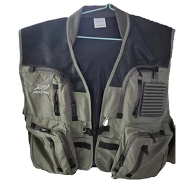 Miracle Fish dupla hálós férfi mellény XXL - zöld/szürke