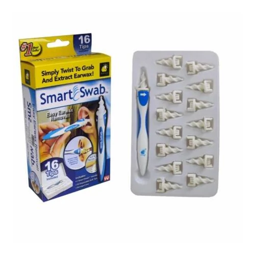 SmartSwab spirálos fültisztító 16 cserélhető fejjel - kék (MS-150)