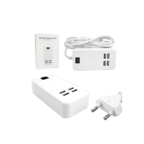15W hálózati töltő 4xUSB csatlakozással 15W - fehér (15WUSB)