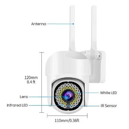 1+1 WiFi IP kamera kül- és beltéri használatra 1080P felbontással, éjszakai látás móddal - fehér (KE24-337)