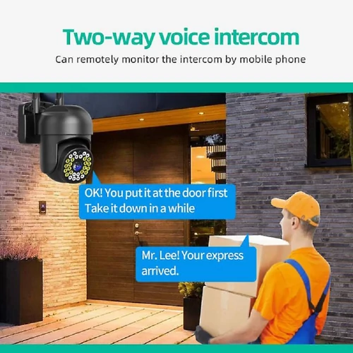 1+1 WiFi IP kamera kül- és beltéri használatra 1080P felbontással, éjszakai látás móddal - fehér (KE24-337)