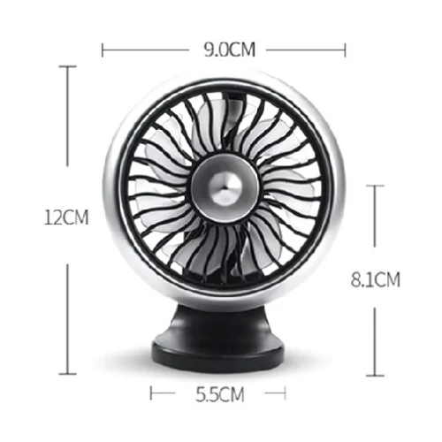 Autós mini ventilátor USB csatlakozással 3 fokozatú - Ezüst