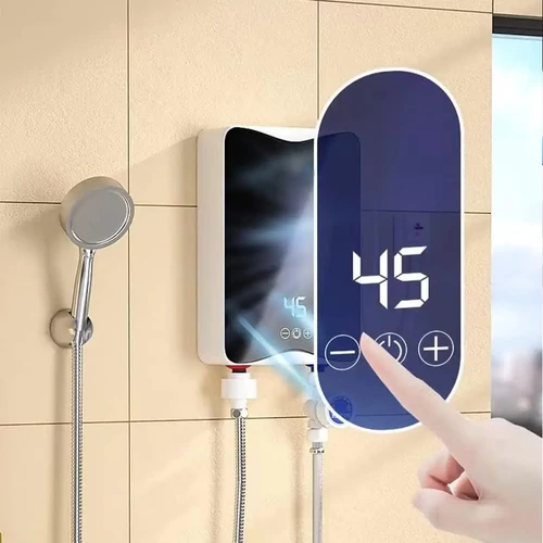 Falra szerelhető átfolyós villanybojler 5500W LCD érintőpanellel és zuhanyfejjel (RYK-002)