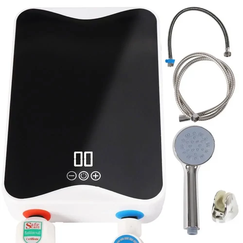 Falra szerelhető átfolyós villanybojler 5500W LCD érintőpanellel és zuhanyfejjel (RYK-002)