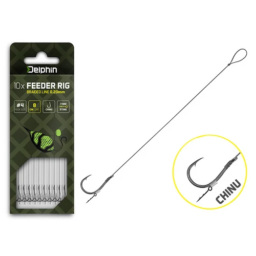 Delphin Braided Sting Feeder Rig előkötött feeder szerelék 10db 8cm/0,20mm/Chinu #6 (101005831)