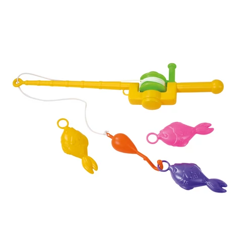 Műanyag horgászbot játék 3 halacskával 50 cm - vegyes színek