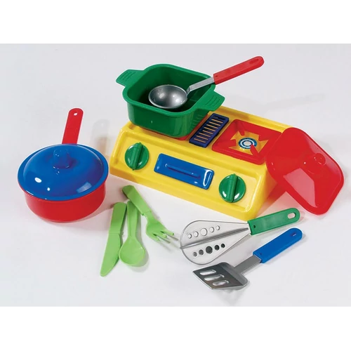 Mini konyha játékszett edényekkel és tűzhellyel - színes (5008)