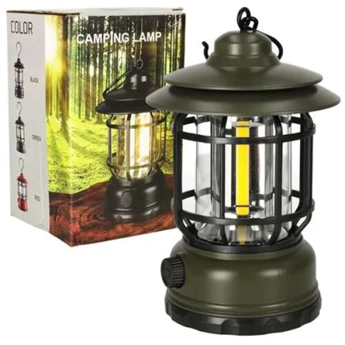 Retro kemping lámpa újratölthető akkumulátorral - Fekete(FA-L-27)