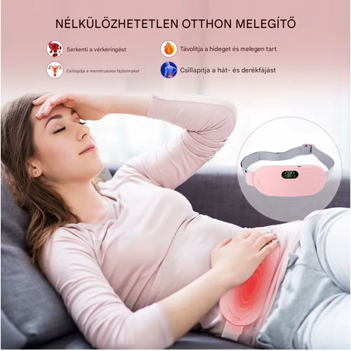Vibrációs és melegítő öv beépített akkumulátorral - rózsaszín