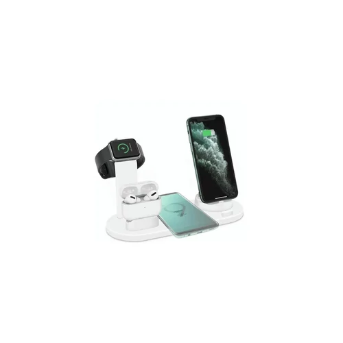 4 az 1-ben multifunkciós töltőállomás iPhone, Apple Watch, AirPods és vezeték nélküli töltésre - fehér (KE23-183)