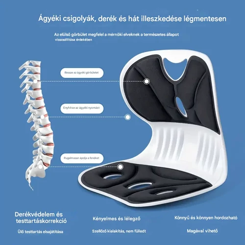 Ergonomikus deréktámasztó párna gyerekeknek - fekete/fehér