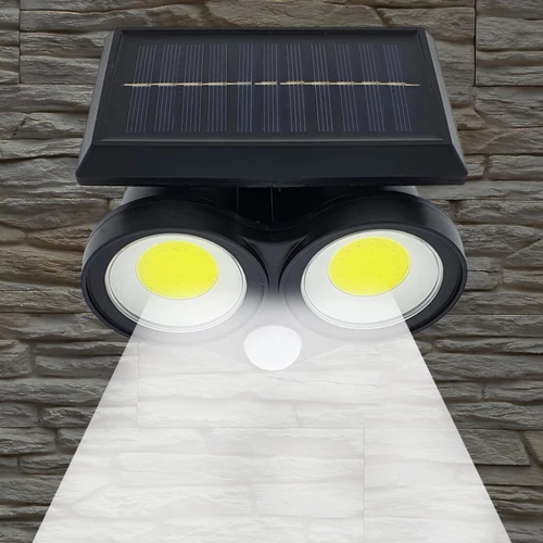 Napelemes és mozgásérzékelős kerti COB LED lámpa 64 leddel - fekete (LF-1906B)