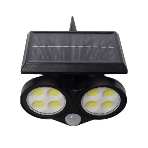 Napelemes és mozgásérzékelős kerti COB LED lámpa 64 leddel - fekete (LF-1906B)