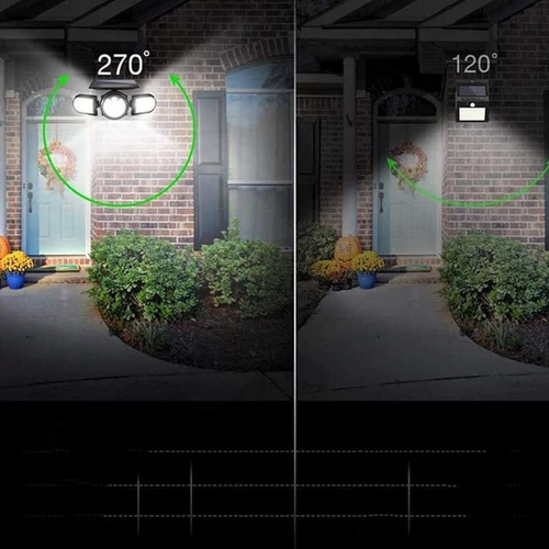 Kültéri indukciós napelemes COB LED fali lámpa PIR szenzorral - 140 LED - fekete (SH-1206BF)