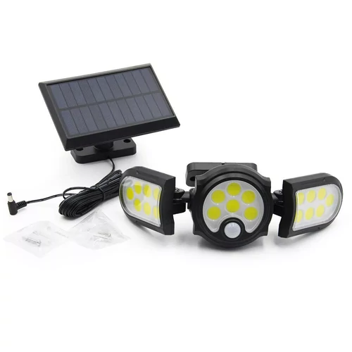 Kültéri indukciós napelemes COB LED fali lámpa PIR szenzorral - 140 LED - fekete (SH-1206BF)