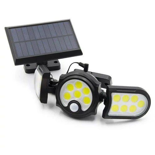 Kültéri indukciós napelemes COB LED fali lámpa PIR szenzorral - 140 LED - fekete (SH-1206BF)