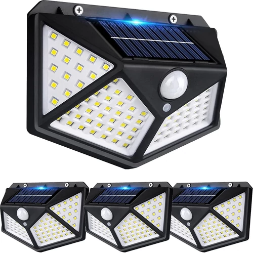 SH-102 Napelemes kültéri fali SMD LED lámpa mozgásérzékelővel - fekete