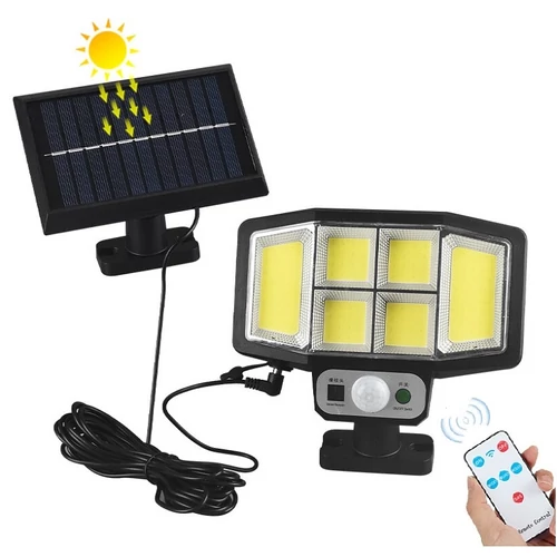 146 COB LED napelemes lámpa PIR érzékelővel és távirányítóval - fekete