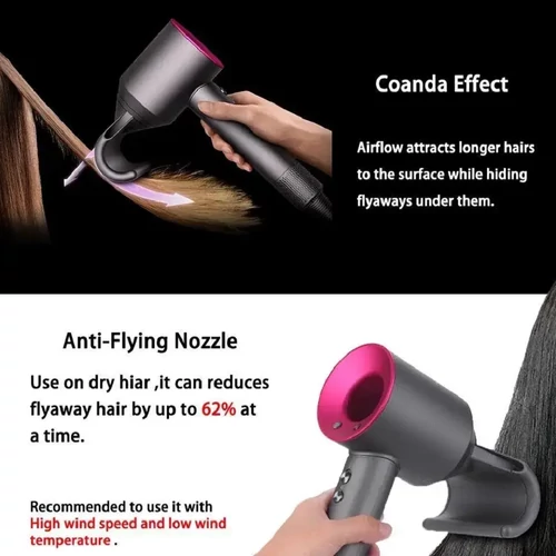 Super Hair 1600W hajszárító ionizációs funkcióval 3 sebességi fokozattal - szürke/rózsaszín