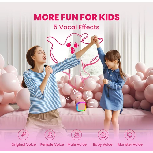 K12 vezeték nélküli mini karaoke szett 2 mikrofonnal LED világítással