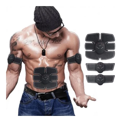EMS izomstimulációs bicepsz és kockahas edző készlet - fekete