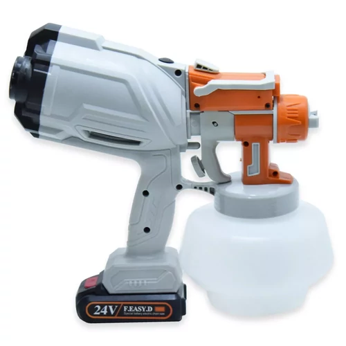 Cordless akkumulátoros festékszóró 24V LED világítással - fehér/narancs (SL-0122)