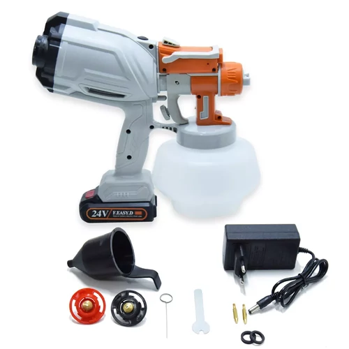 Cordless akkumulátoros festékszóró 24V LED világítással - fehér/narancs (SL-0122)