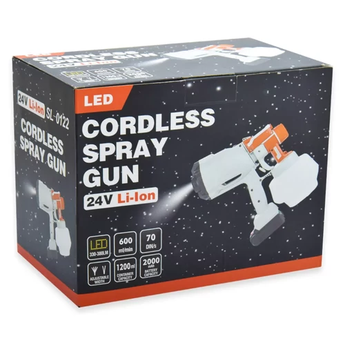 Cordless akkumulátoros festékszóró 24V LED világítással - fehér/narancs (SL-0122)