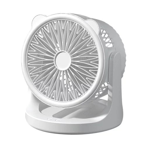 Hordozható asztali akkumulátoros ventilátor LED világítással 360° forgatható fejjel - Választható színben (00173)