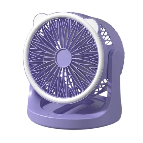 Hordozható asztali akkumulátoros ventilátor LED világítással 360° forgatható fejjel - Választható színben (00173)
