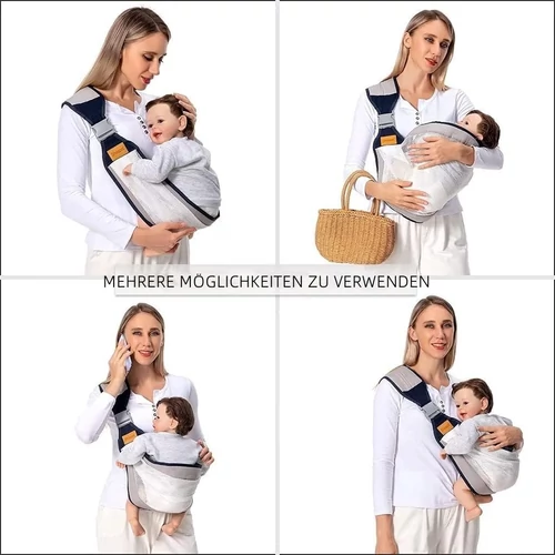 Állítható babahordozó légáteresztő hálóval -Szürke-Fehér