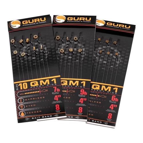 GURU QM1 14 előkötött horog pelletkarikával 10cm (0.17mm) - (GRR118)