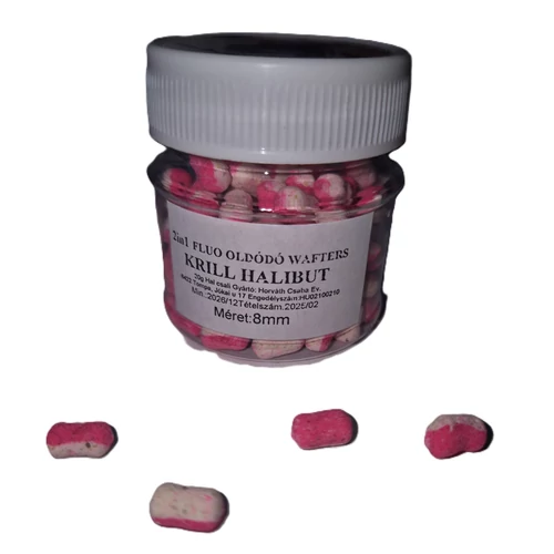CFB 2in1 Fluo oldódó Wafters 20 g - Krill Halibut - Fehér Rózsaszín - Választható Méret