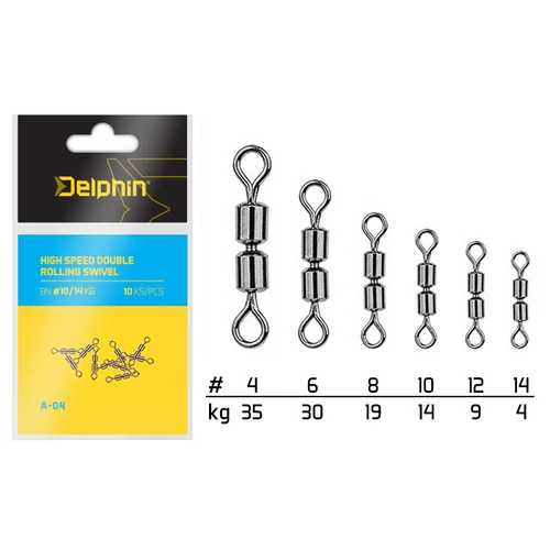 Delphin Hi Speed Double Rolling Swivel A-04 horgászkapocs - 10 db - Választható méretben
