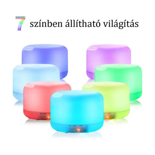 YJ2-1 Aromaterápiás párologtató ultrahangos rezgéssel 7 LED-es lámpával 300 ml - fehér